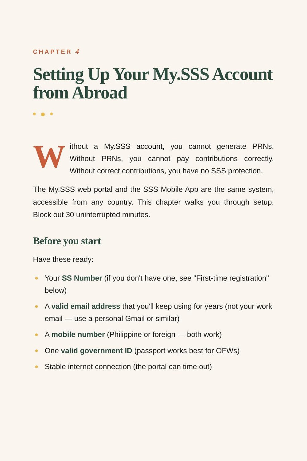 Actual My.SSS account setup page from the SSS guide